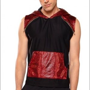 J Valentine Red Cobra Hooded Sleeveless Shirt